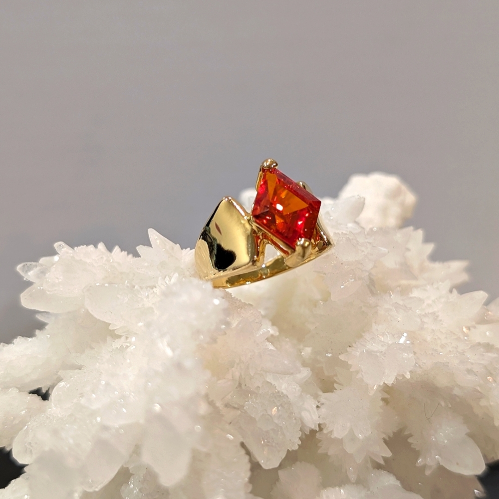 925 Orange CZ Stone Ring